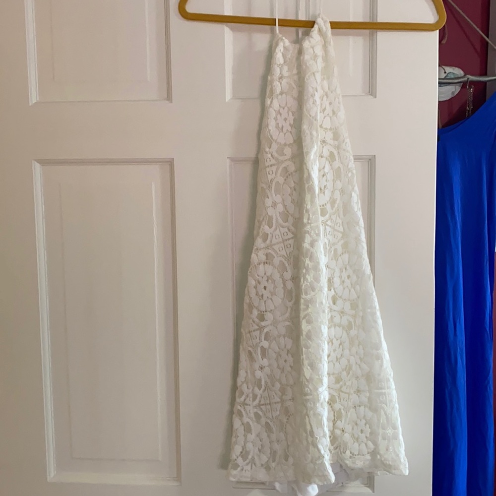 Halter lace white dress